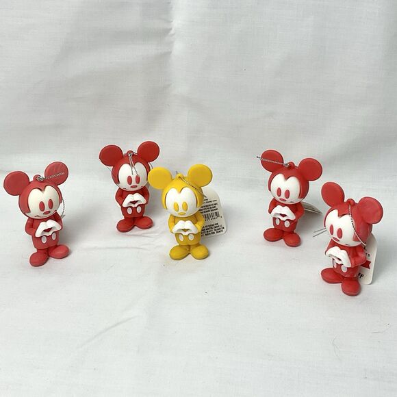 Disney Mickey Mouse Heart Ornament 5 Pc Lot Hallmark Silicone New Party Favor - Picture 3 of 3